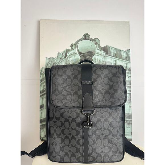 Coach CJ575 Blaine Backpack In Signature Canvas IN Charcoal - Picture 2 of 7